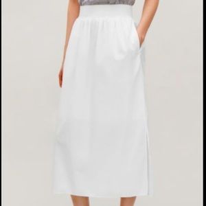 COS White Elastic Waist Skirt with Side Slit: Size 2